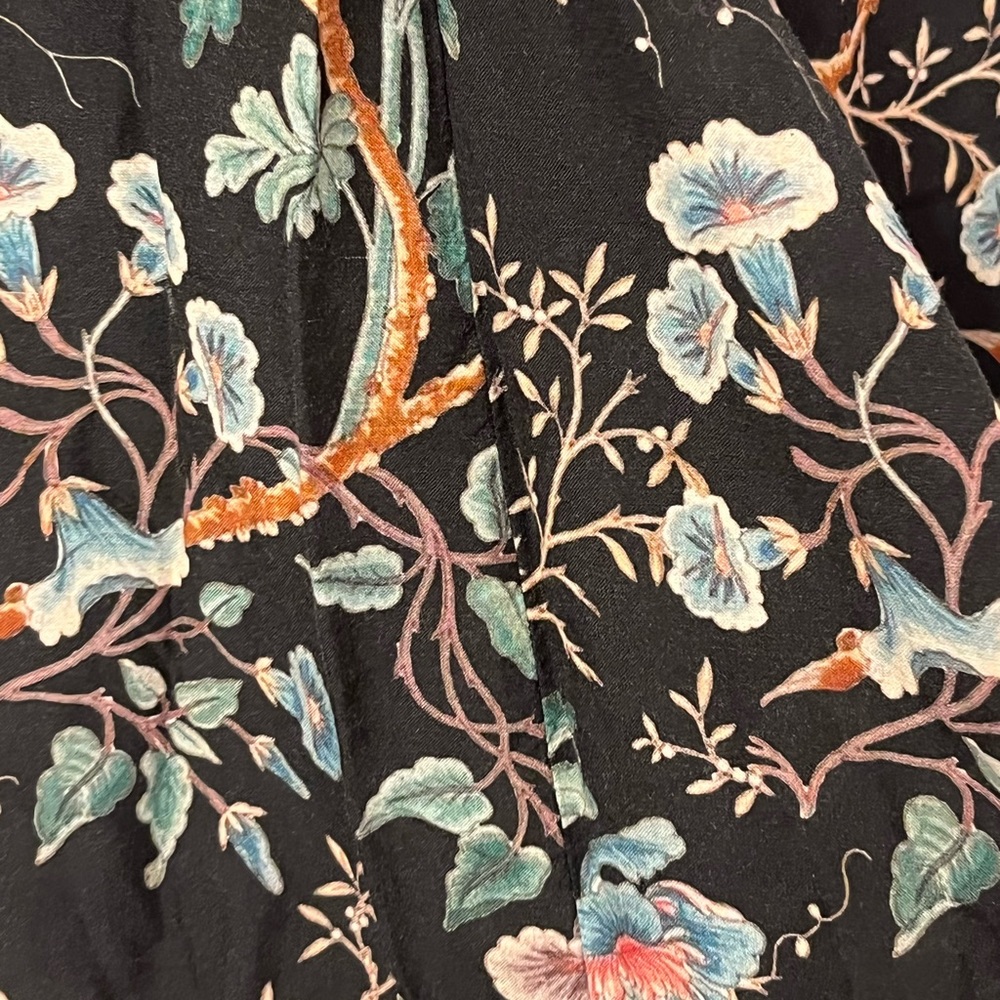Zara Woman Semi Shear Black Floral V-Neck Blouse Top Size M - Picture 5 of 12